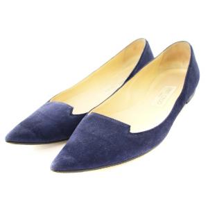 パンプス スエード ローヒール ポインテッドトゥ 37 紺 /MM OF