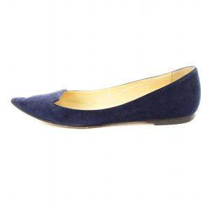 JIMMY CHOO パンプス スエード ローヒール ポインテッドトゥ 37 紺 /MM OF