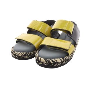 ベルクロ ジュートサンダル 37 24cm 黄 イエロー 黒 ブラック