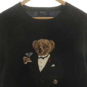 POLO RALPH LAUREN ウールカシミヤ ポロベア タキシード ニット M ブラック