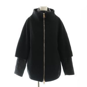 レイヤード ウール 中綿コート 38 ブラック GC0101D