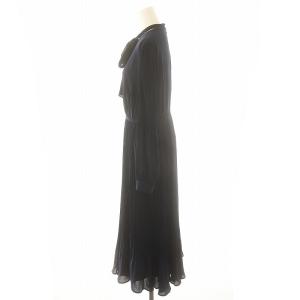 CELFORD 23SS ブロッサムチュールワンピース 長袖 ロング プリーツ 38 紺 ネイビー