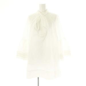 23AW ベルスリーブバックリボンブラウス 九分袖 プルオーバー 38 オフホワイト /DF OS