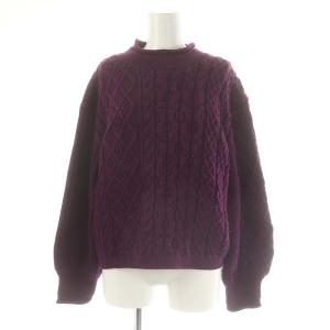 ケーブル ニット プルオーバー セーター 長袖 紫 パープル /DF OS