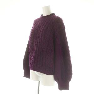 near.nippon ケーブル ニット プルオーバー セーター 長袖 紫 パープル /DF OS