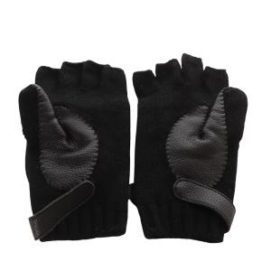 HERMES リオネル セリエ 手袋 カシミヤ レザー S ブラック