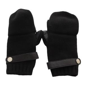 HERMES リオネル セリエ 手袋 カシミヤ レザー S ブラック