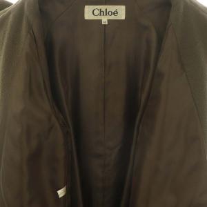 Chloe クロエウールステンカラーコート アウター ロング 総裏地 40 カーキ /DO OS
