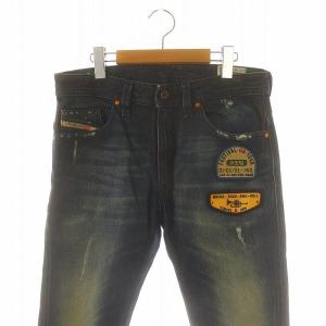 DIESEL THAVAR デニムパンツ ジーンズ スリム ストレート ジッパーフライ ワッペン W29 L30 インディゴブルー
