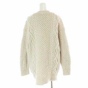 23区 vingt-trois ウール ニット カーディガン 長袖 Vネック ケーブル編み オーバーサイズ 38 M グレージュ