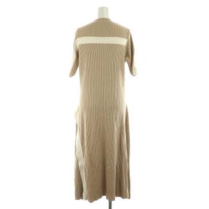 ADORE ストレッチヴィスコースリブニットワンピース ロング ミモレ 五分袖 38 ベージュ /MF OS