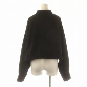 rim.ark 23AW Drawstring short SH ショートシャツ 長袖 ストライプ クロップド F 黒