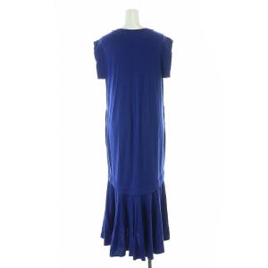 UN3D. ノースリーブカットレイヤード ワンピース ミモレ ロング クルーネック 36 S 青 ブルー