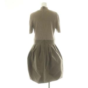 M'S GRACY 切り替えワンピース 膝丈 五分袖 ニット ハイネック 40 グレージュ