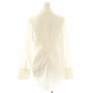 SEEALL Vレースシャツ ブラウス 長袖 バンドカラー F 白 ホワイト /DF OS