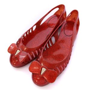 SPIFFY ヴァラ ラバーシューズ フラットシューズ ラメ 靴 8 赤 レッド /DK OF