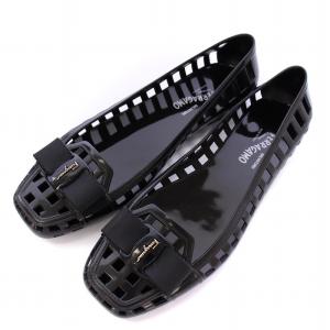 FLAMINGO フラミンゴ ヴァラ ラバーシューズ フラットシューズ メッシュ 靴 8 黒 ブラック