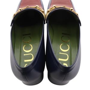 GUCCI ホースビット ローファー パンプス 38 ネイビー 565365