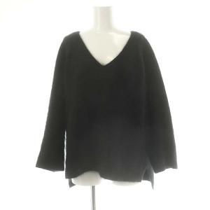 シャギープルオーバーニット セーター 長袖 ウール 黒 ブラック