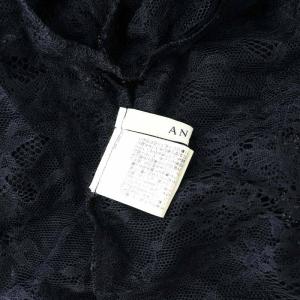ANAYI 花柄レースブラウス 七分袖 プルオーバー ナイロン インナー付 38 紺 ネイビー