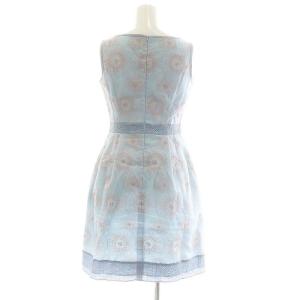 TOCCA フラワー刺繍 オーガンジー ノースリーブワンピース 膝丈 00 ライトブルー ピンク
