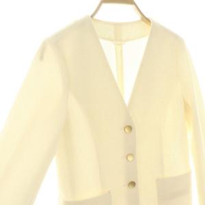 ANAYI 23AW メッシュノーカラーポケット ジャケット ノーカラー 34 白 ホワイト