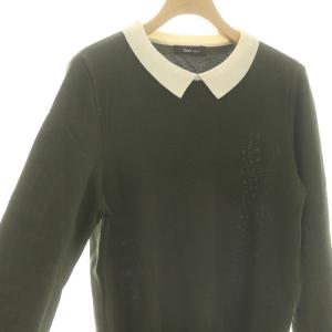 René ベーシック basic 襟付き バイカラー ニット セーター 長袖 ウール混 36 緑 グリーン /MF