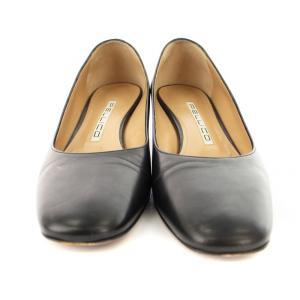 PELLICO スクエアトゥパンプス ローヒール 本革 38 黒 PF20-2003