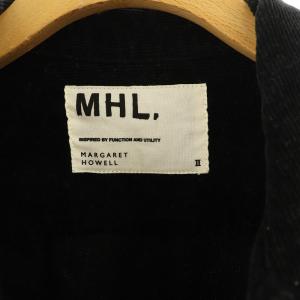 MHL. コーデュロイシャツワンピース ロング 長袖 コットン 2 黒 ブラック