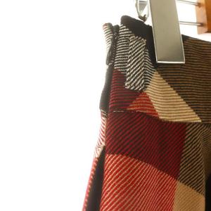 BLUE LABEL CRESTBRIDGE クレストブリッジチェック フレアスカート 膝丈 ウール 38 赤 黒 ベージュ 白 /NR OS