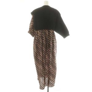 kolor ワンピース ロング マキシ 七分袖 ドッキング風 アシンメトリー 2 黒 ブラック 茶 ブラウン