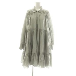24SS ウォッシュドコットンティアードブラウス ロング 前開き 長袖 2 ミントグレー /ES OS
