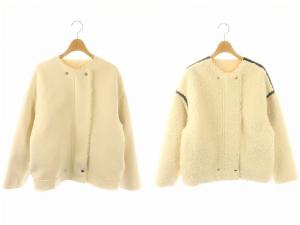 22AW フェイクプードルファーショートブルゾン ジャケット リバーシブル 2 アイボリー /DF OS