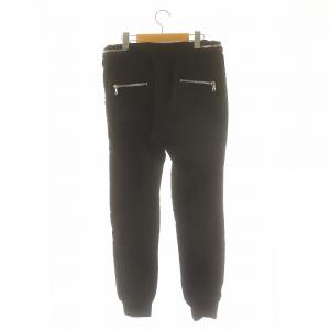 BALMAIN サイドラインスウェットジョガーパンツ ジップロゴ刻印 裏起毛 S 黒 ブラック