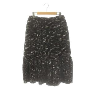22AW ウール混アニマル柄スカート ひざ丈 黒 ブラック /MF OS