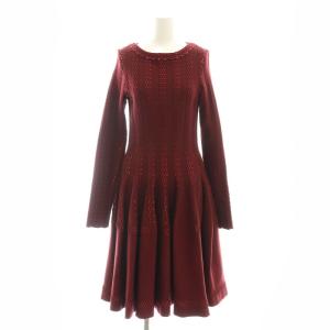 ウール フレアニットワンピース 42 ワインレッド