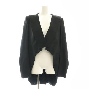 アシンメトリー ブレザー ジャケット ロング 総裏地 38 黒 ブラック /MI OS