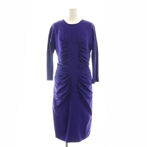 ウールシルク タイトドレス ワンピース I42 パープル