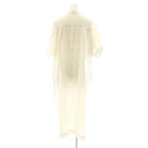 IENA リネンバンドカラーシャツワンピース ロング 半袖 36 オフホワイト