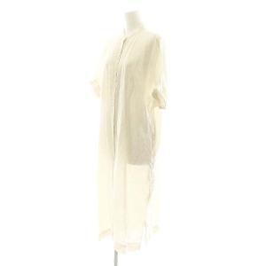 IENA リネンバンドカラーシャツワンピース ロング 半袖 36 オフホワイト