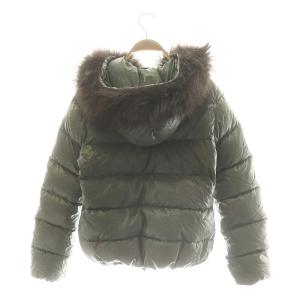 DUVETICA ADHARA ダウンジャケット ラクーンファー フード ナイロン 42 スモークグリーン