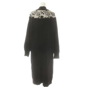 Diagram GRACE CONTINENTAL 刺繍レース ニットワンピース ロング 長袖 切替 アンゴラ混 36 黒 ブラック