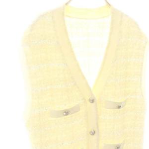 Diagram GRACE CONTINENTAL 23AW ツイードVネック ベスト ニット 36 アイボリー /MI OS