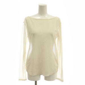 24AW ベロアカットトップ トップス カットソー 長袖 ボートネック メッシュ地 36 S キナリ アイボリー