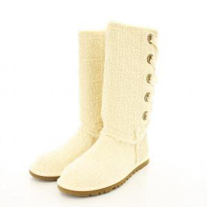 HEIRLOOM LACE UP ロングブーツ ツイード リボン 22cm ベージュ 1000693 /MM