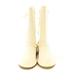 UGG australia HEIRLOOM LACE UP ロングブーツ ツイード リボン 22cm ベージュ 1000693 /MM