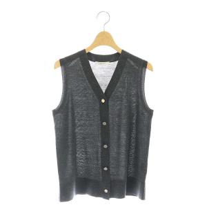 24AW エキストラメリノジレ ベスト ニット 前開き 36 チャコール /HK OS