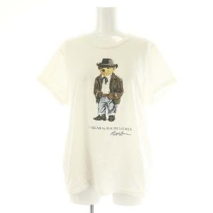 ポロベアダメージ加工クルーネックTシャツ カットソー 半袖 プルオーバー コットン L オフホワイト