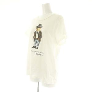 POLO RALPH LAUREN ポロベアダメージ加工クルーネックTシャツ カットソー 半袖 プルオーバー コットン L オフホワイト