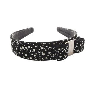 Salvatore Ferragamo ヴァラリボン メタリック カチューシャ 黒 ブラック /SR12 OH